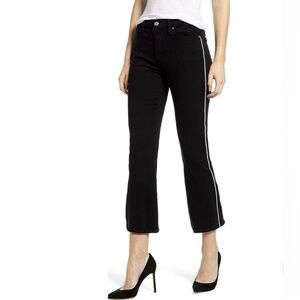 7 For All Mankind High Waist Slim Kick Black Stretch Tuxedo Stripe Jean Size 26